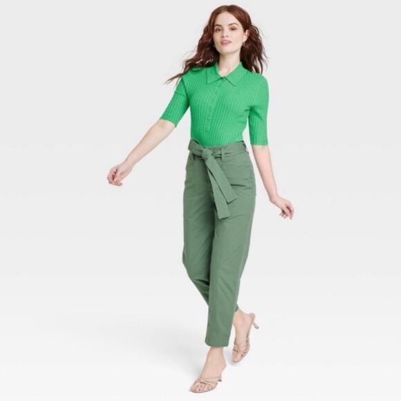 a new day Pants - NWOT A New Day Green Paperbag High Waist Tapered Pants